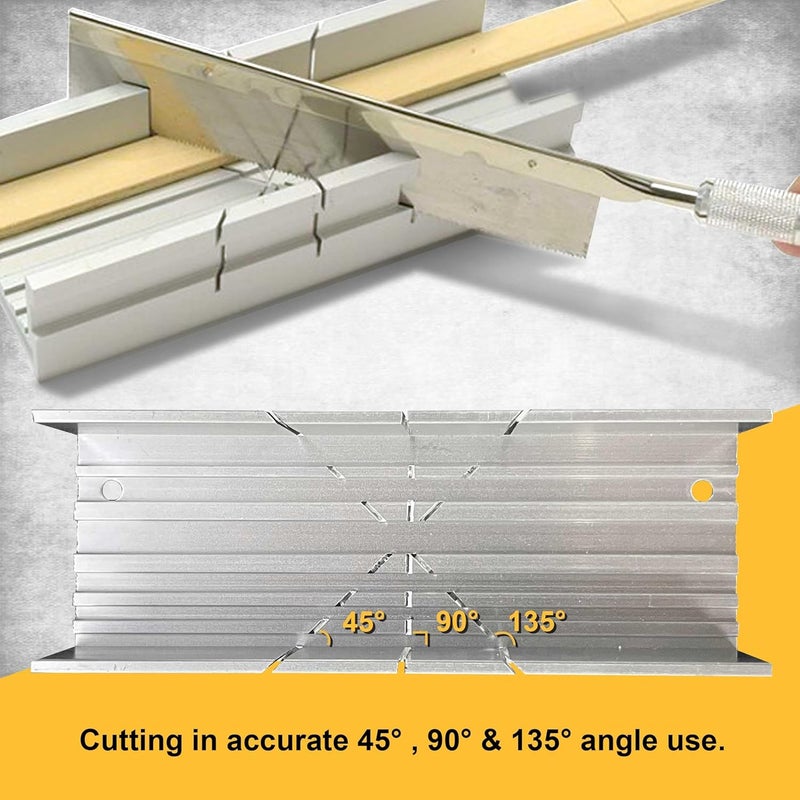 Hanpex Metal Small Aluminum Miter Box 5.3 Inch Small Tiny Mitre Box for Manual Saw for Hand Saw 3 Cutting Angles - Ideal For Cutting Wood and Soft Metal - Image 5